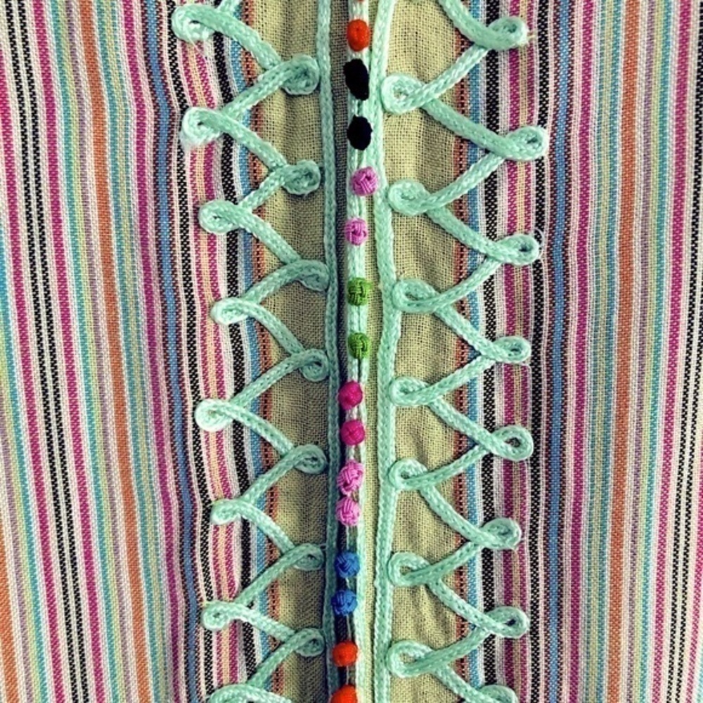 Vintage 90s Nomad Bohemian Colorful Embellished Tunic Top - Picture 3 of 13